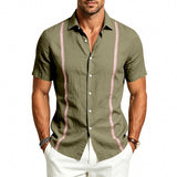 Mens Casual Linen Short-sleeve Shirt