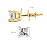 14K Yellow Gold 1/2 Cttw Princess Cut Diamond Solitaire Stud Earrings with Screwbacks (I-J Color, SI2-I1 Clarity)