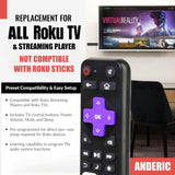 Anderic Substitute for Roku Standard IR Streaming Remote Control [RRST01]