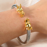 Double Dragon Copper Bracelet – Rock & Hip-Hop Style, Unisex