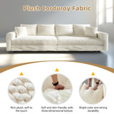 102.4 'Plush Corduroy 4-Seat Sofa,Modern Comfy Upholstered Sofa Cloud Couch,Deep Seat Couches with Soft Pillows and Movable Ottoman,Convertible Sofa Lounge Chair,for Living Room,Apartment,Office,Beige