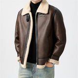 Mens Short Shearling Coat With Fur Attached