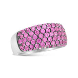 18K White Gold and Black Rhodium Multi Row Pink Sapphire Classic Band Ring - Ring Size 6.5