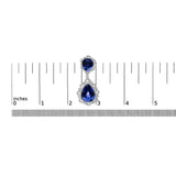18K White Gold Blue Sapphire and Diamond 2.00 Cttw Diamond Halo Drop and Dangle Earring (G-H Color, SI1-SI2 Clarity)