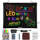 AGPtek 24"×16" LED Message Board Illuminated Erasable with Remote Control