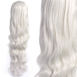 AGPTEK 33 Inch Heat Resistant Curly Wavy Long Silver Hair Wig