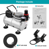 Airbrush Compressor Kit with 6ft Air Hose and Airbrush Holder