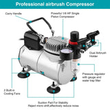 Airbrush Compressor Kit with 6ft Air Hose and Airbrush Holder