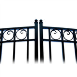 [12-18FT] Heavy-Duty Paris-Style Steel Premium Dual-Swing Driveway Gate (SAK97031)