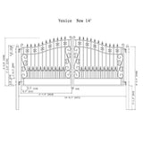 [12-18FT] Heavy-Duty Venice-Style Steel Dual-Swing Driveway Gate (SAK68025)
