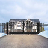 [12-18FT] Heavy-Duty Venice-Style Steel Dual-Swing Driveway Gate (SAK68025)