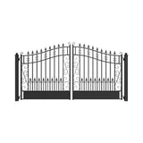 [12-18FT] Heavy-Duty Venice-Style Steel Dual-Swing Driveway Gate (SAK68025)
