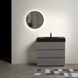 Nuvia 36-Inch Premium Modern Freestanding One-Piece Bathroom Vanity Set Without Drain And Faucet (SAK71364)