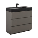 Nuvia 36-Inch Premium Modern Freestanding One-Piece Bathroom Vanity Set Without Drain And Faucet (SAK71364)