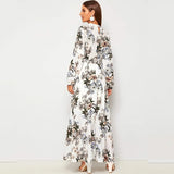 Allover Floral Print Self Tie Swing Maxi Dress