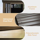 [10X12FT] Alora Atrium Premium Against Wall Mounted Solarium Sunroom With Galvanized Steel Sloping Roof (SAK96375)