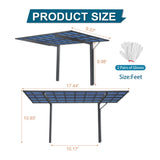 [10X17FT] Alora Extra-Large Heavy-Duty Outdoor Aluminum Single Side Carport With Galvanized Metal Roof (SAK31279)