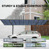 [10X17FT] Alora Extra-Large Heavy-Duty Outdoor Aluminum Single Side Carport With Galvanized Metal Roof (SAK31279)
