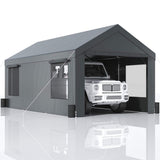 [12X20FT] Alora Heavy-Duty Outdoor Premium Garage Tarp Canopy Shelter W/ Removable Sidewalls (SAK94615)
