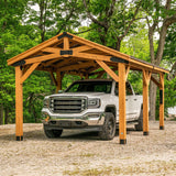 [12X20FT] Alora Premium All Cedar Wooden Carport Pavilion Gazebo With Sloped Hardtop Steel Roof (SAK14279)