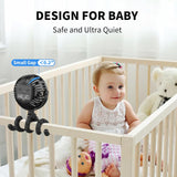 AMACOOL Battery Operated Stroller Fan Flexible Tripod Clip On Fan with 3 Speeds and Rotatable Handheld Personal Fans for Car Seat Crib Bike Treadmill (Black)