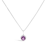 10K White Gold Purple Amethyst and 3/8 Cttw Diamond Halo Jewelry Set (Earrings, Pendant & Ring)