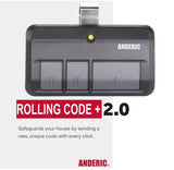 Anderic Substitute for LiftMaster 83LM 3-Button Vizor 390 MHz Garage Door Opener Remote Control [893LM]