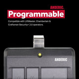 Anderic Substitute for LiftMaster 893LM 3-Button Vizor 310/315/390 MHz Garage Door Opener Remote Control [893LM]