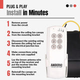 Anderic Substitute Kit for Hunter 27185-060 Ceiling Fan Remote Control Kit [63T-AC83T-KIT]