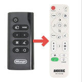 Anderic Substitute for DeLonghi 5515110981 (AS00001595) Portable Air Conditioner Remote Control - [RRFAN100A]