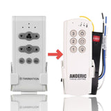 Anderic Substitute Kit for Fanimation CR500 3-Speed Remote Control with Receiver Non-Reversing Kit | KUJCE10611 CR500 [63T-AC83T-KIT]