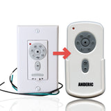 Anderic Substitute for Fanimation TW30WH / UC9787T WIRED Ceiling Fan Wall Plate Remote Control | 6-Speed DC| CHQ9053T [RR787T]