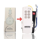 Anderic Substitute Kit for Minka-Aire AireControl 3 Speed Universal 256 Bit Handheld Ceiling Fan Remote Control Kit RCS223 [63T-AC83T-KIT]