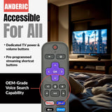 Anderic Substitute for Roku 2 RF Headphone jack Streaming Remote Control [RCGZ1, NO HEADPHONE JACK]