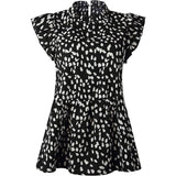 Angashion Women's Casual Floral Print Babydoll Blouse Tunic Tops