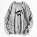 Angel and Letter Graphic Oversized Thermal Sweatshirt