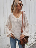 Angel Wings V-Neck Dropped Shoulder Sweater