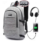 Anti Theft Waterproof Classic Backpack with USB Charging Port and Headphone Interface
