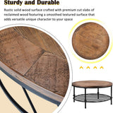 Antique Natural Coffee Table with Living Room Storage Rack