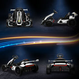 Aosom 24V 7.5 MPH Electric Go Kart with Adjustable Seat, Drifting Car Battery Powered Ride on Toy Outdoor with Slow Start, Button Start, Music, Honking Horn, Lights, for 6-12 Years Old, White