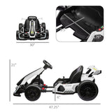 Aosom 24V 7.5 MPH Electric Go Kart with Adjustable Seat, Drifting Car Battery Powered Ride on Toy Outdoor with Slow Start, Button Start, Music, Honking Horn, Lights, for 6-12 Years Old, White