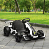Aosom 24V 7.5 MPH Electric Go Kart with Adjustable Seat, Drifting Car Battery Powered Ride on Toy Outdoor with Slow Start, Button Start, Music, Honking Horn, Lights, for 6-12 Years Old, White