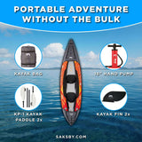 Aqua Marina Memba 390 Premium 12FT 2-Person Touring Kayak With DWF Deck And Paddles [ME-390] (SAK17282)