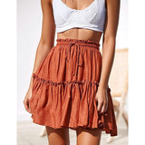 Arjungo Women's Ruffled Boho A Line Skater Mini Skirt