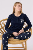 Arnetta Women's Long Sleeve Pajama Set in Navy Blue