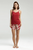 Arnetta Women's Red Pajama Short Set for Lounging