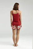 Arnetta Women's Red Pajama Short Set for Lounging