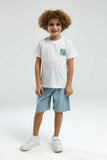 Arnetta Boys Bermuda Pyjama Set Soft White Loungewear