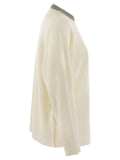 Brunello Cucinelli Women Ribbed Cashmere Sweater With Necklace