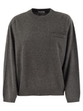 Brunello Cucinelli Women Cashmere Sweater With Breast Pocket And Necklace